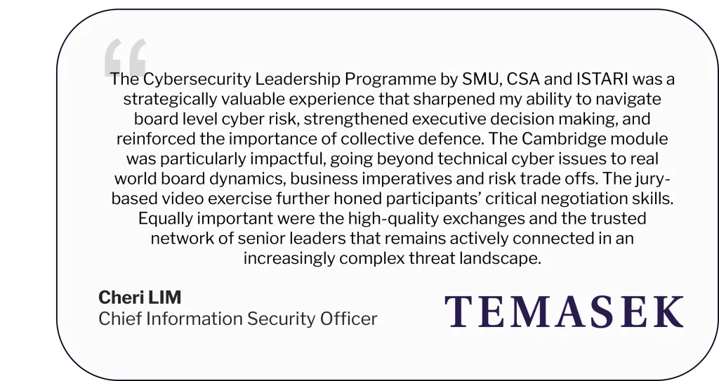 Testimonial from Cheri Lim, Chief Information Security Officer, Temasek